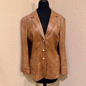 Vintage Size 12 H Bar C California Ranchwear Women Leather Jacket Brown Western